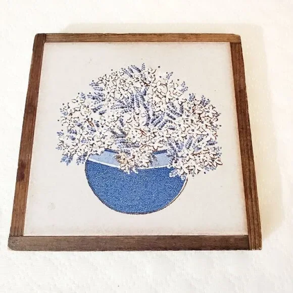 PIEMME Italian Floral Vase Clay Tile Decor - Picture 1 of 8